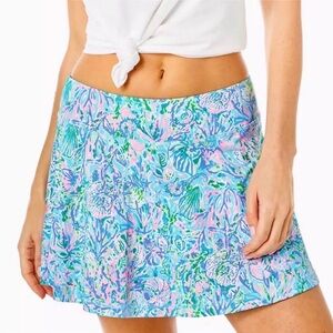 Lilly Pulitzer UPF 50 Luxletic Aila Mini Skort Skirt Surf Blue Soleil It On Me